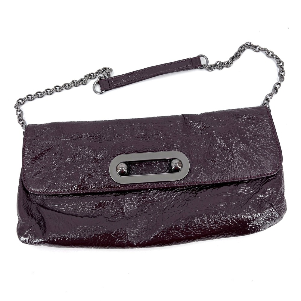 HOBO International Plum Brown Crinkle Patent Wallet Shoulder Bag Wallet Interior
